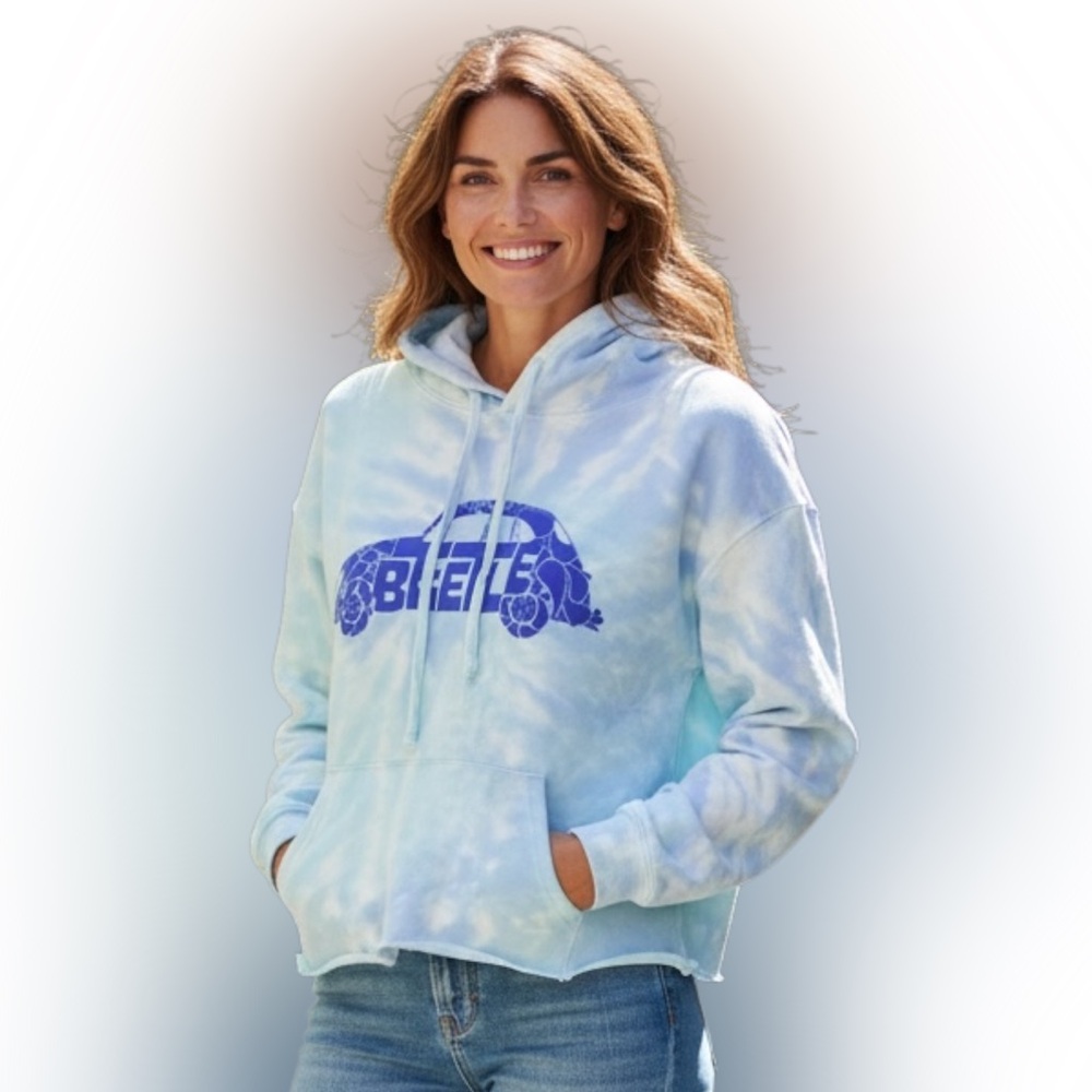 Colortone Blue Tie-Dye Hoodie with Beetle Graphic